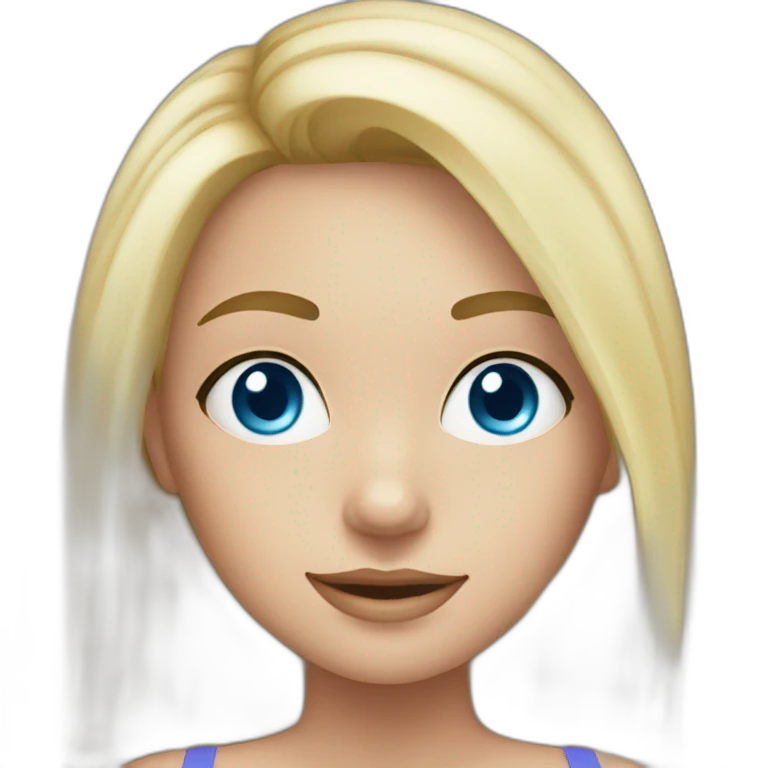 Blonde girl in bikini blue eyes emoji