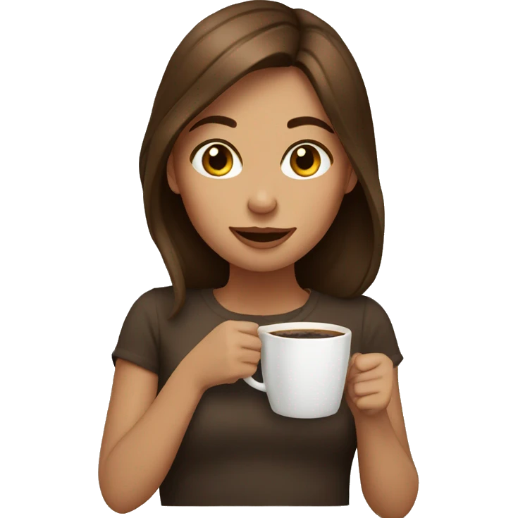 Brown hair girl drinking coffee emoji