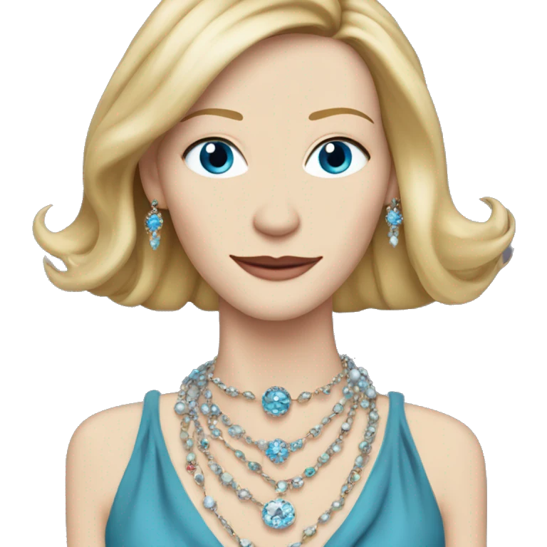 carol aird (cate blanchett, blue eyes)  with jewelry with mid long hair  emoji
