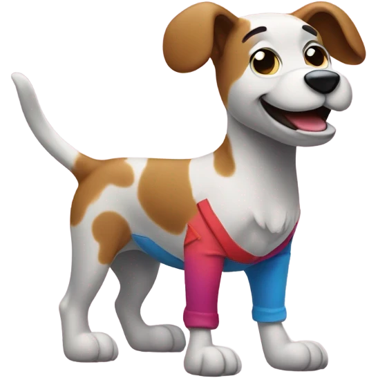Dog wearing pants on his back legs emoji