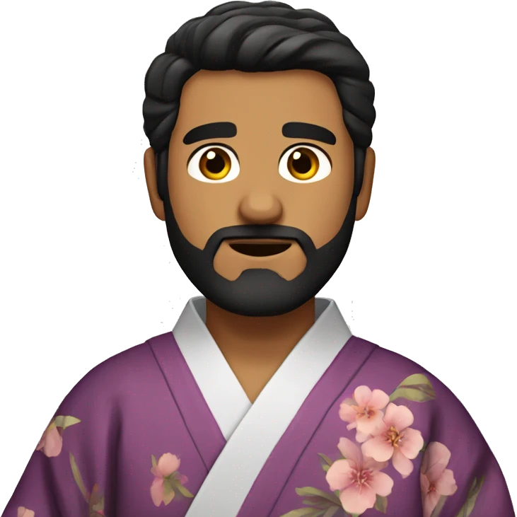 bearded Latino man with dark hair wearing a kimono emoji