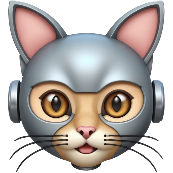 robot looking surprised with cat ears and looks funny emoji