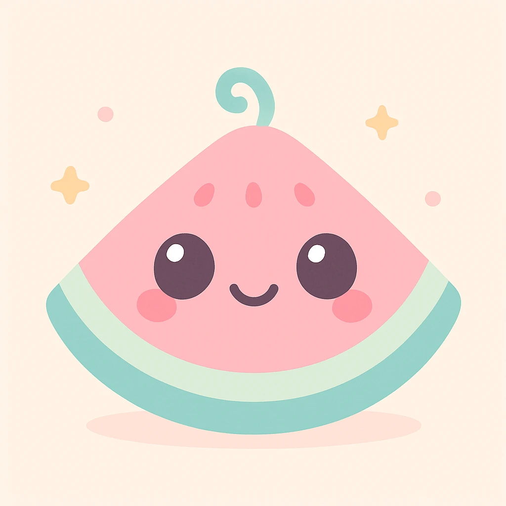 watermelon with cute face, kawaii style, no text emoji