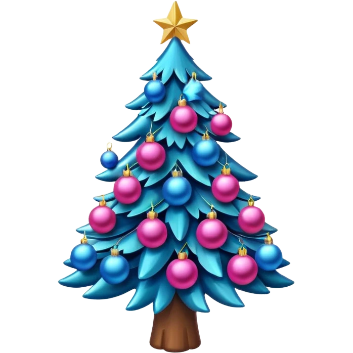 A Christmas tree pink and blue ornaments  emoji