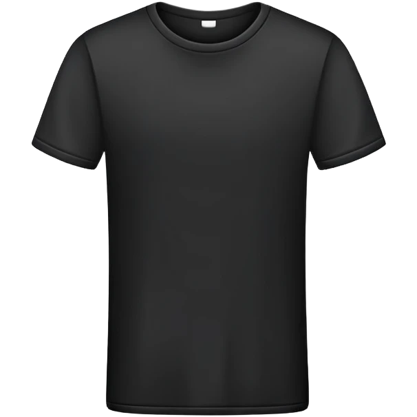 simple black t-shirt with round neck, flat layout, only the garment itself, no human form, plain clothing item on white background emoji