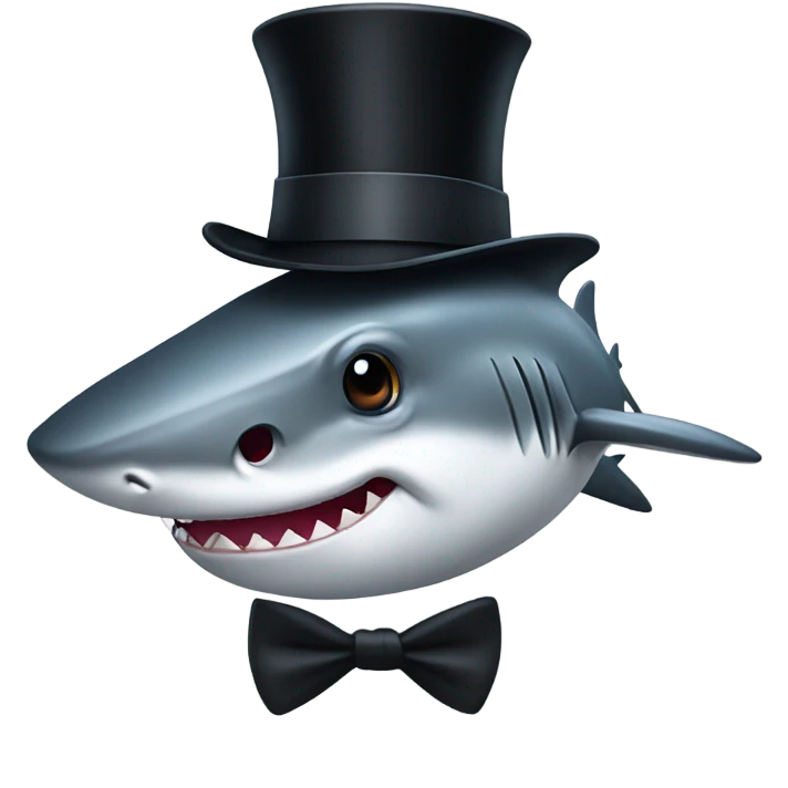 Shark with a top hat emoji
