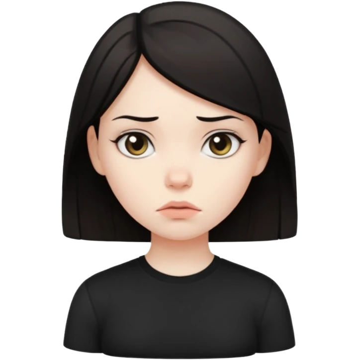 A dark-haired girl with a disapproving expression on her face emoji