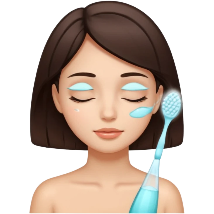 girl brunette getting a deep facial cleansing eyes closed emoji
