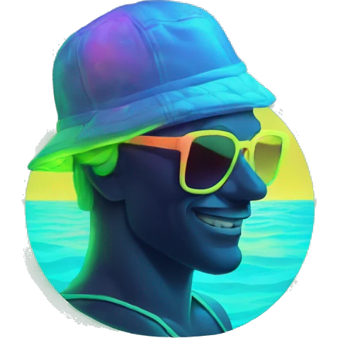 beach bum glowing neon elements emoji