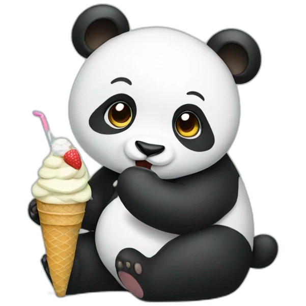 Panda eating ice cream emoji