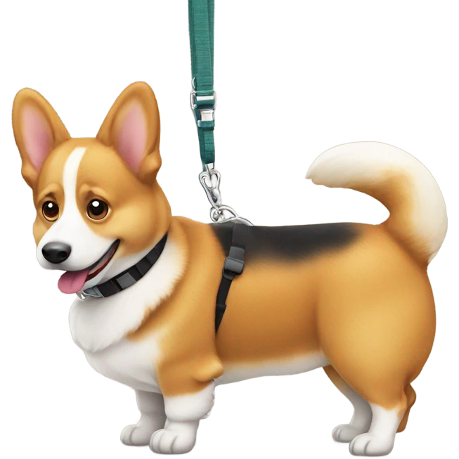 one corgi dog walking with leash emoji