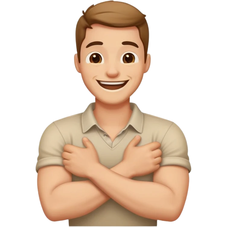 arms crossed holding neck laughing guy emoji
