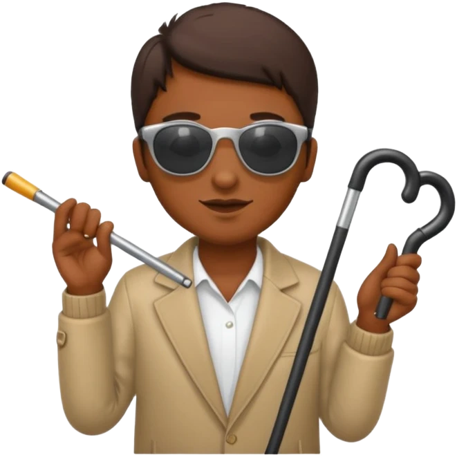 A blind person wearing sunglasses and holding a guide cane emoji
