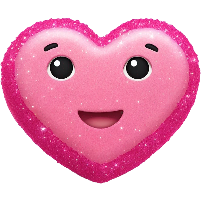 Hot pink heart shaped rice cake with glitter emoji