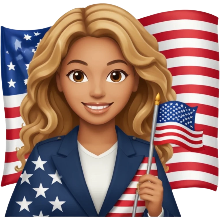 Beyonce with holding an american flag emoji