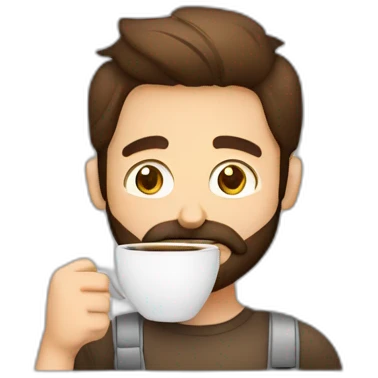 homem com barba segurando um copo café emoji