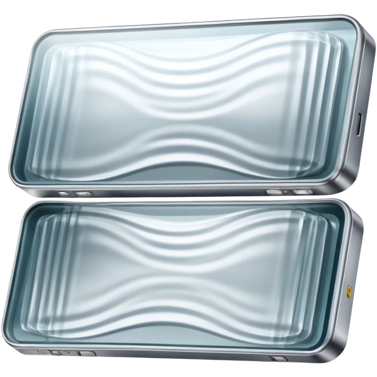 Metal dielectric interface, split screen showing metallic reflective surface on one side and transparent insulating material on the other side with electromagnetic waves emoji