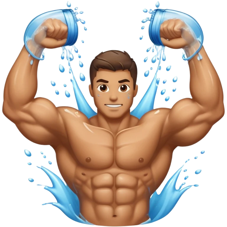 muscle biceps with water in the arms emoji