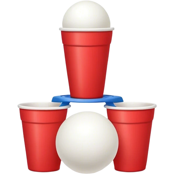 identical red cups and 1 white ping pong ball emoji