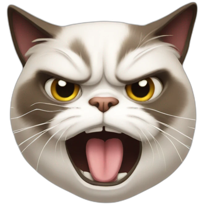 grumpy cat trying to smile emoji