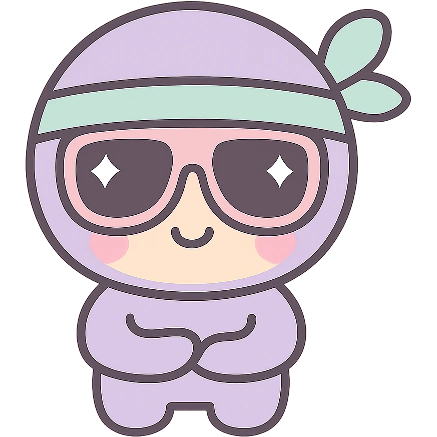 cute and simple ninja character wearing sunglasses emoji