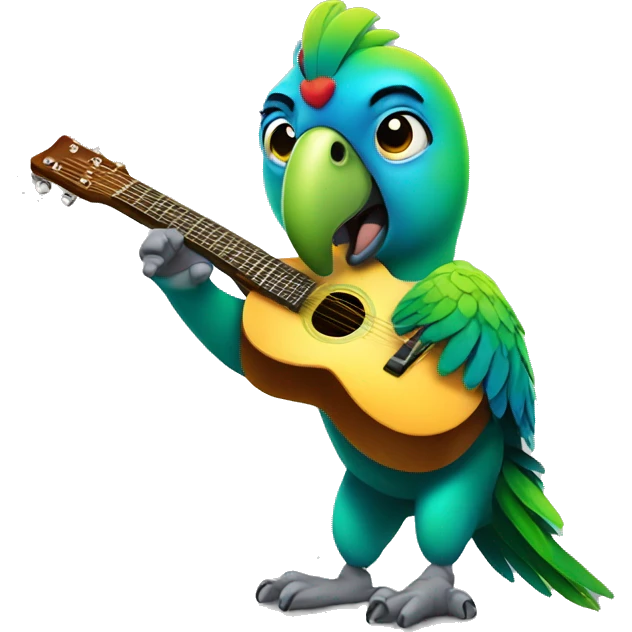 Party parrot rocking with a guitar emoji