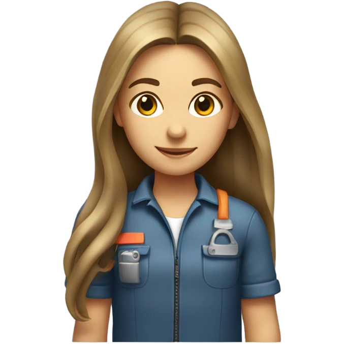 girl mechanic with long hair holding an engine  emoji