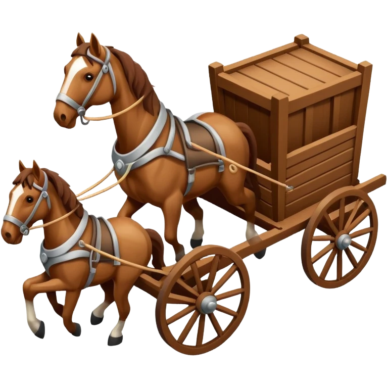 cart being pulled by horses, isometric emoji
