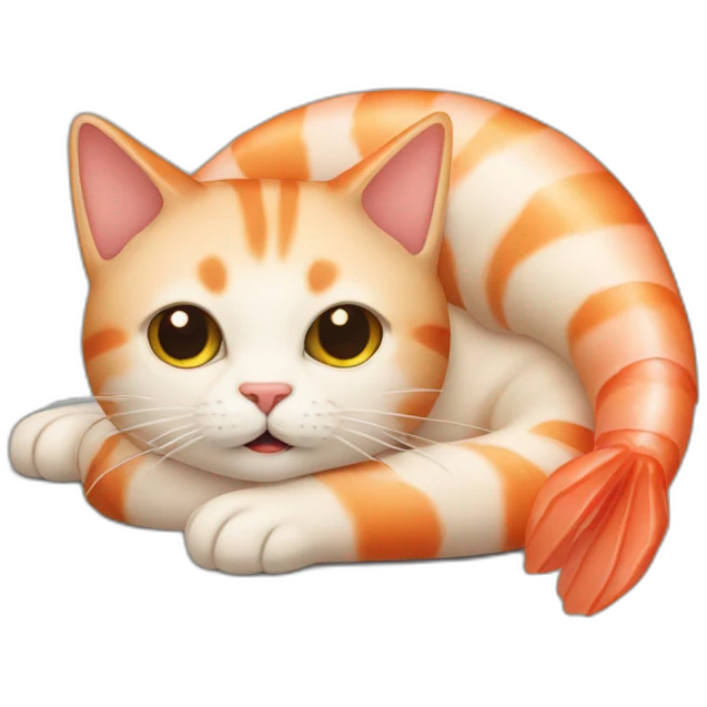 cat lying as shrimp emoji