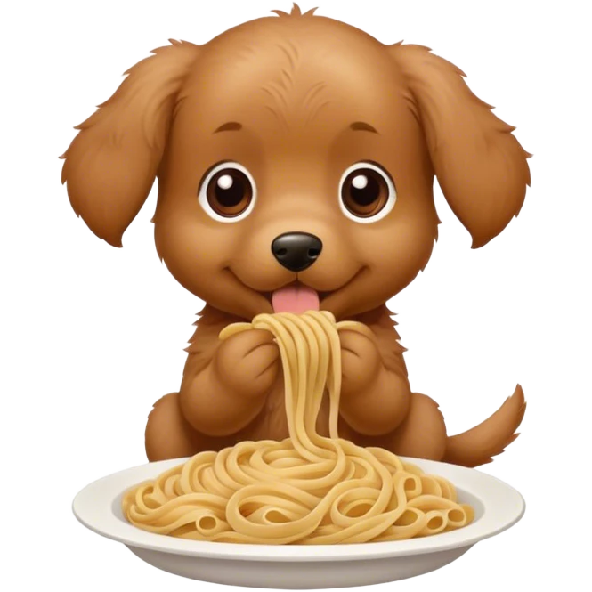 Brown puppy doodle eating pasta  emoji