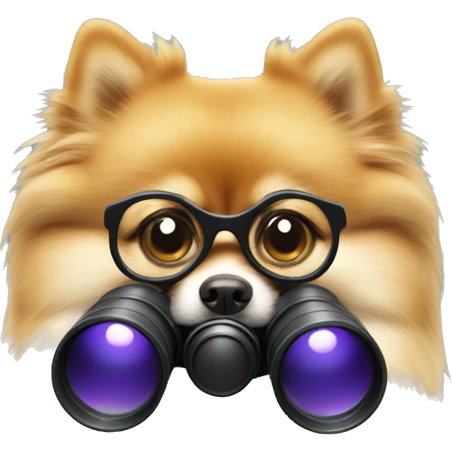 pomerania with binocular emoji