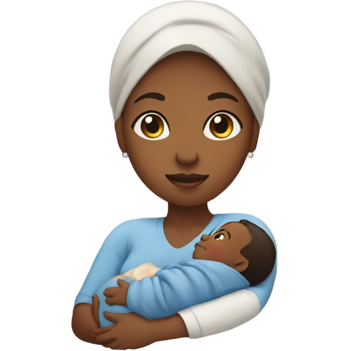 Black mom holding newborn son  emoji