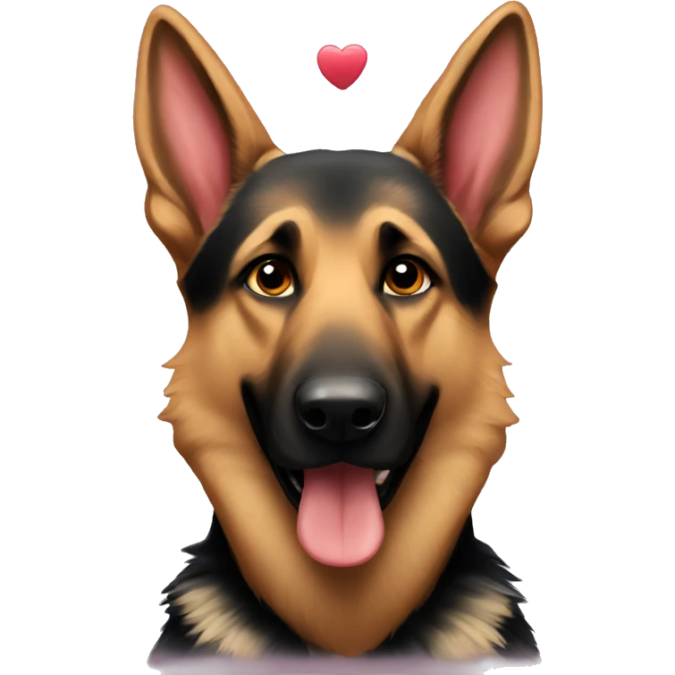 german shepherd wearing hearts emoji