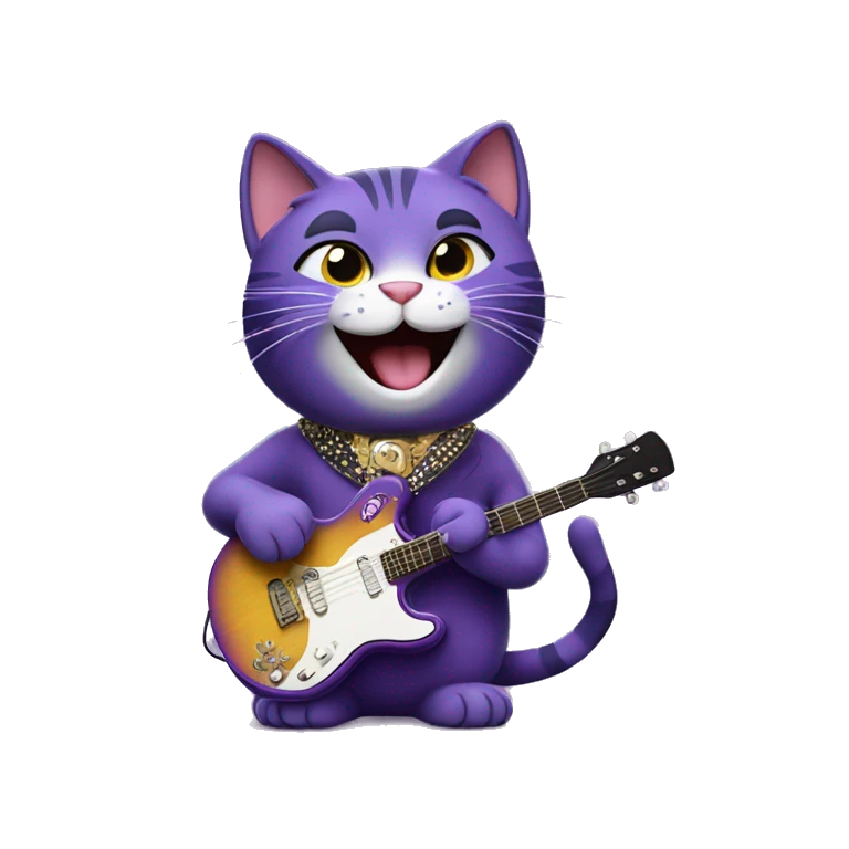 purple cat singing, cat in Elvis presley costume emoji