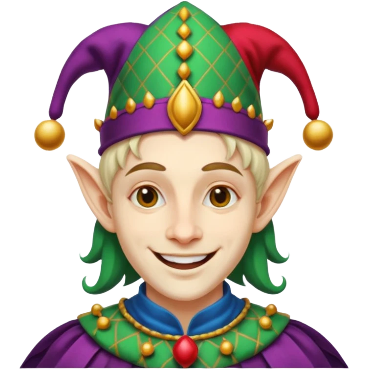 crazy colorful human jolly joker from poker, medieval, vintage, court jester emoji