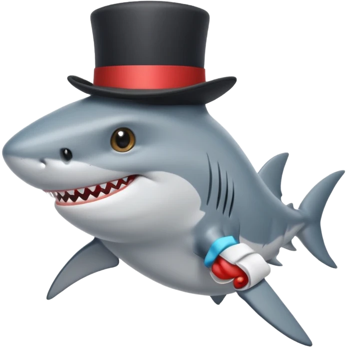 Shark with a top hat emoji