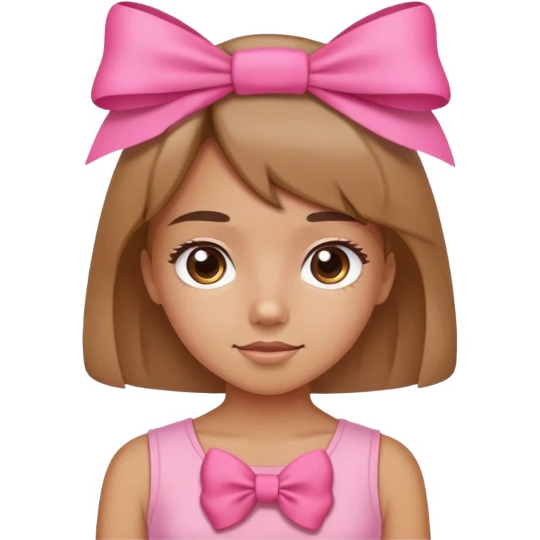 Cute tan girl wear a pink top and pink bow  emoji