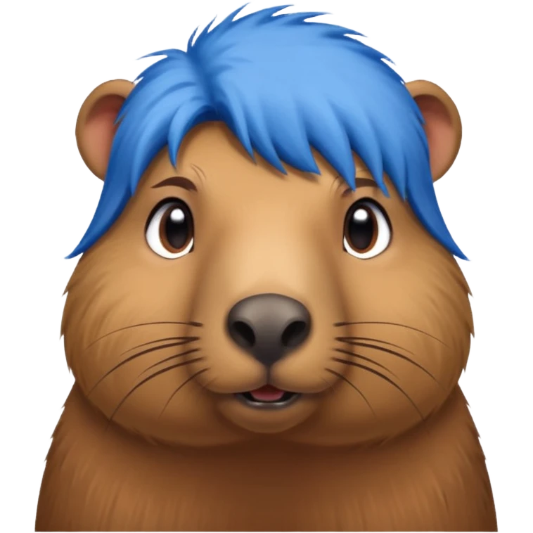 Capybara with blue head hair, standing emoji