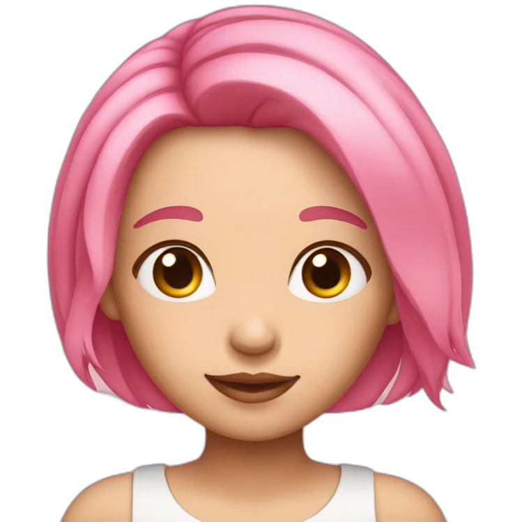 Cute girl with pink medium length hair emoji