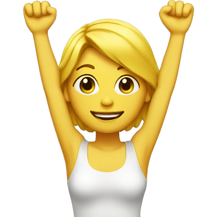  Woman with yellow skin and feet raising both arms in the air emoji