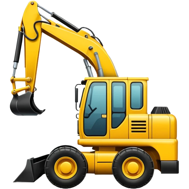 a digger construction vehicle, side view, simple, bold, suitable for an emoji emoji