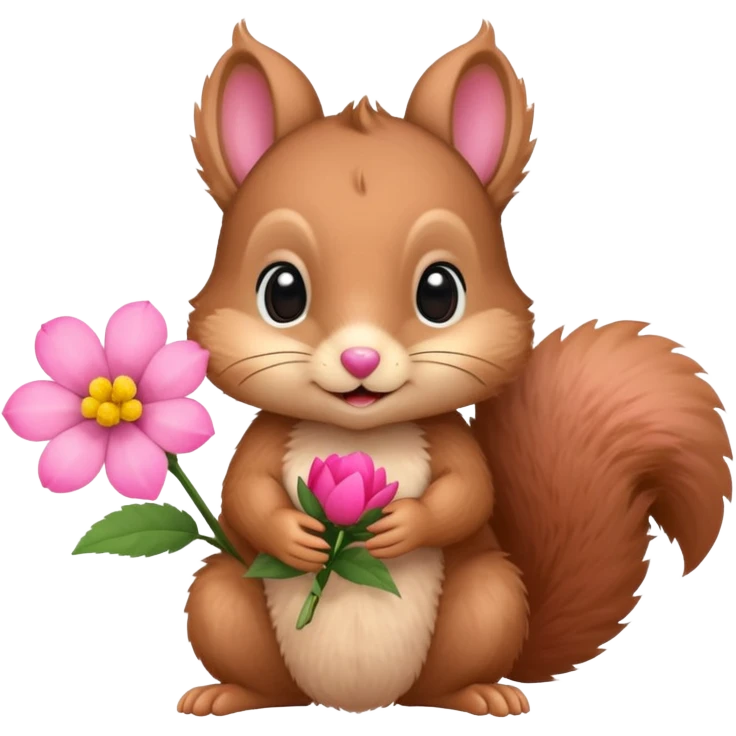 baby squirrel hold a flower emoji