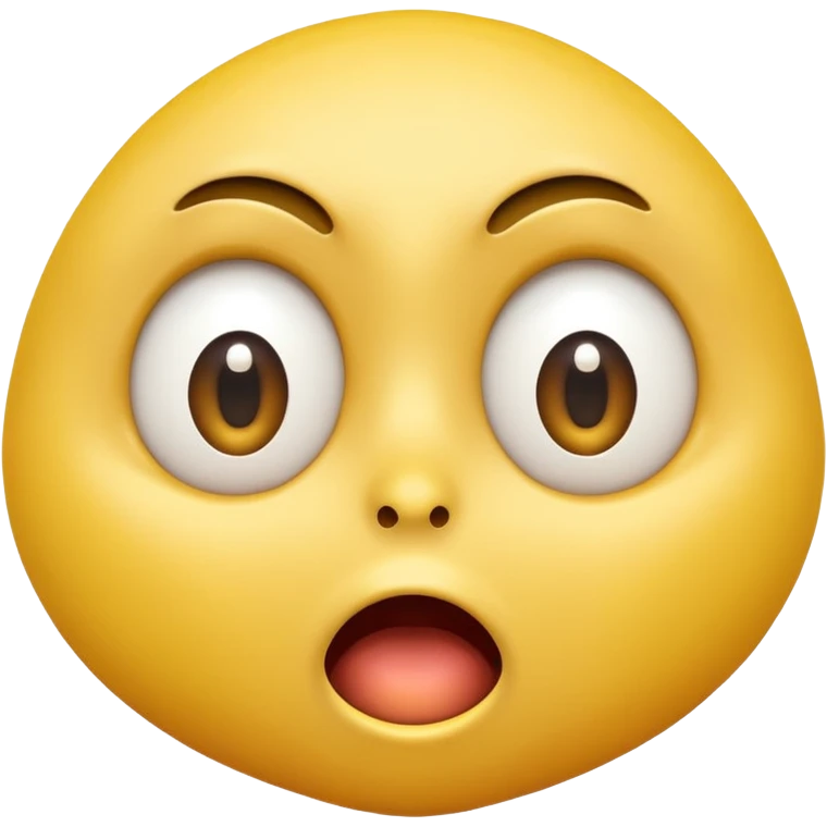 A 3D glossy yellow emoji face with a horrified expression, only large wide-open eyes, wide-open mouth, raised eyebrows, no nose, vector style, black background, high quality, soft studio lighting emoji