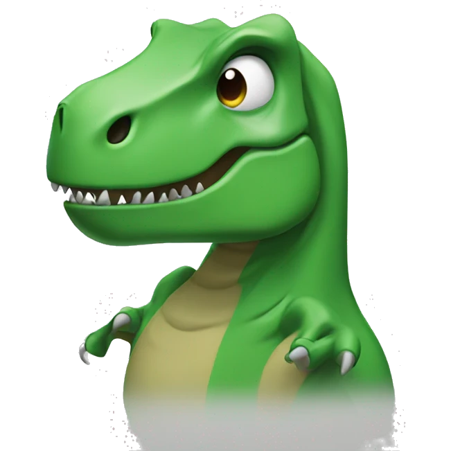 Green T-rex closing eyes with hands emoji