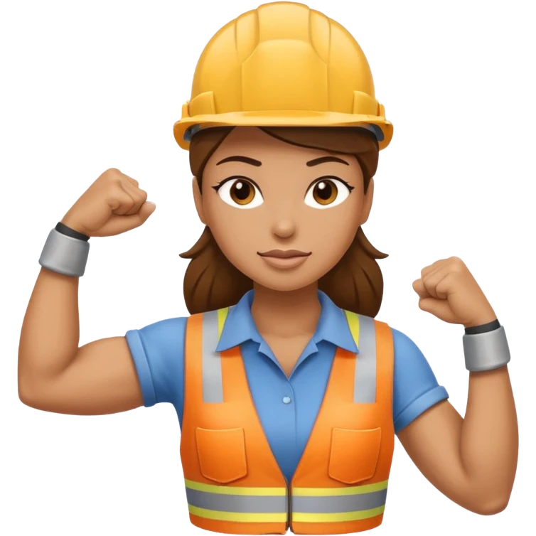 construction worker flexing her muscles emoji