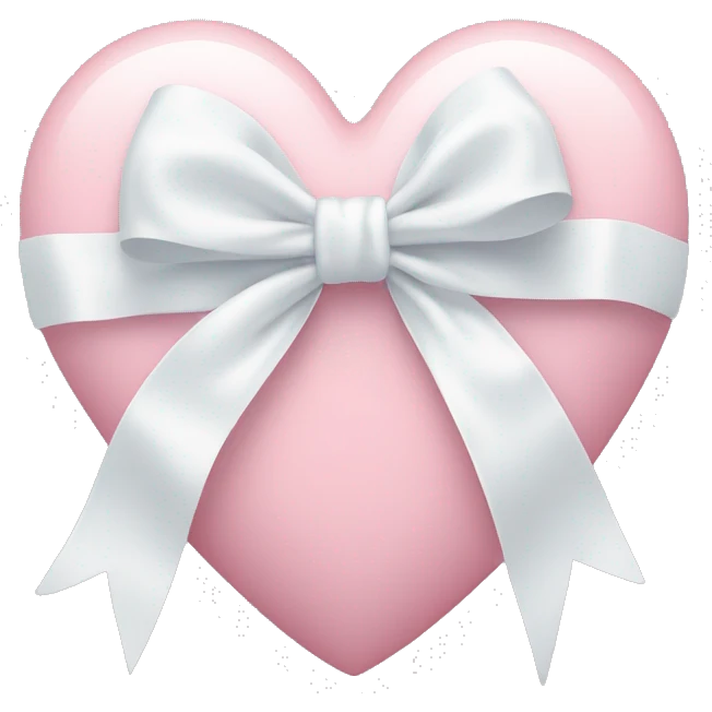Pastel pink heart with white bow emoji