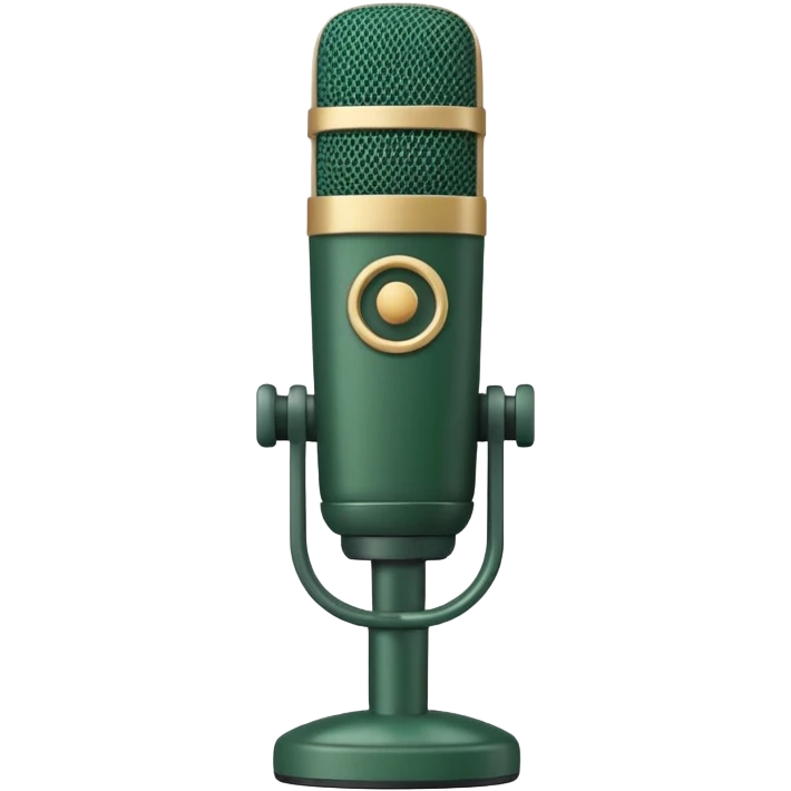 dark green radio microphone with light beige accents, no silver details, front view, Apple emoji style, no text emoji