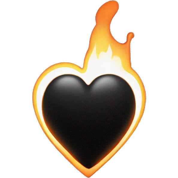 Black heart orange flame emoji