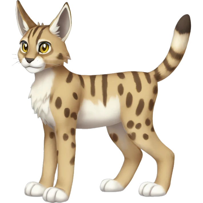 Striped and spotted Lynx-Caracal-Fakemon-hybrid full body emoji