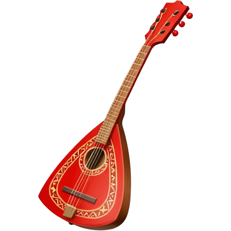 A light wooden balalaika with a red folk pattern emoji